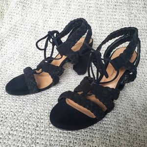Block Lace up Suede Gladiator Heels